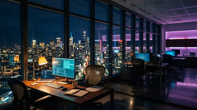Modern professional workspace with premium consulting setup